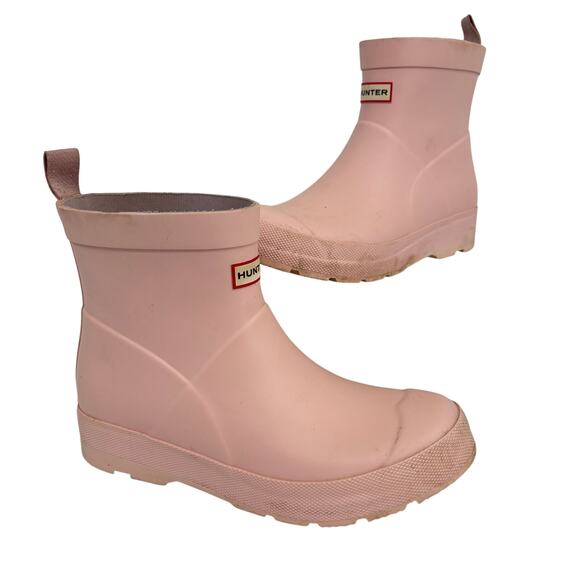Hunter Play Rain Wellington Boots Big Girl Size 5 Azalea Pink Waterproof Pull On - Picture 1 of 11